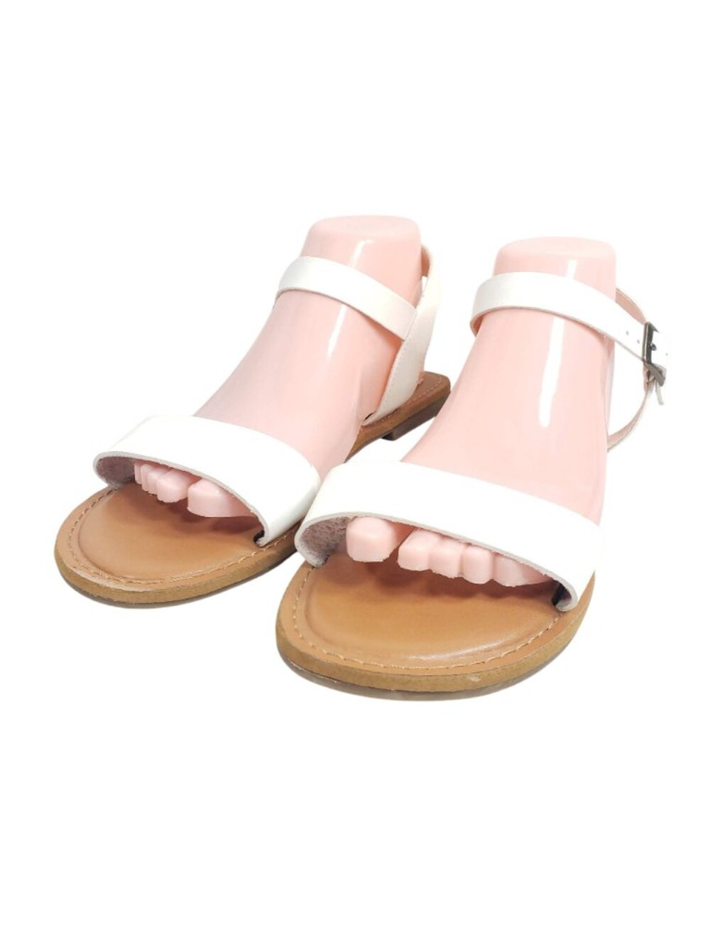 Rampage Open Toe Sandals Women's Size 9.5 White Faux Leather - Picture 2 of 7